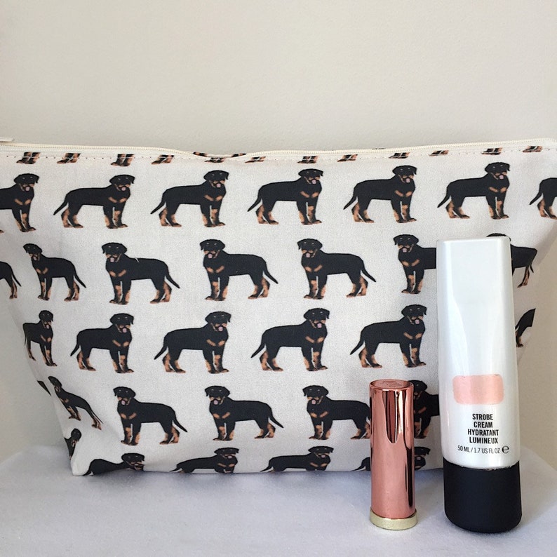 Rottweiler Dog Print Fabric Makeup/Cosmetic Bag