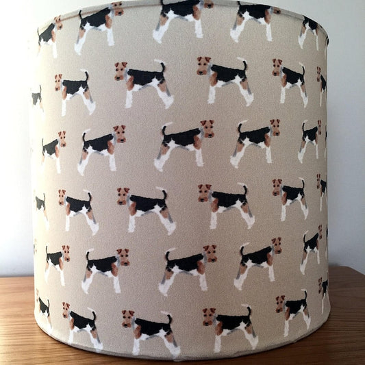 Wire Haired Fox Terrier Dog Print Fabric Lampshade