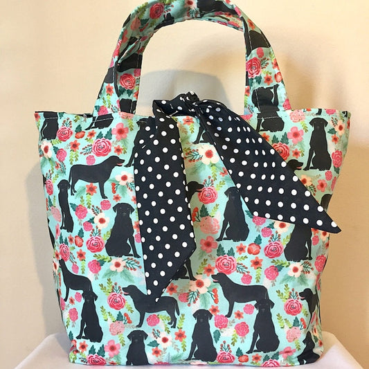 Labrador Black Dog Print Handbag