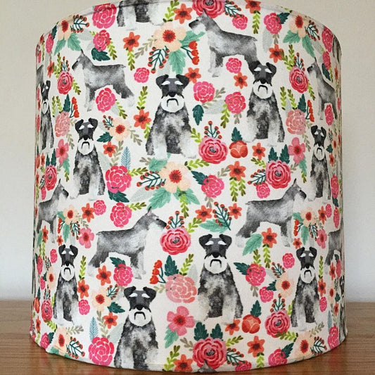 Miniature Schnauzer Dog Print Fabric Lampshade