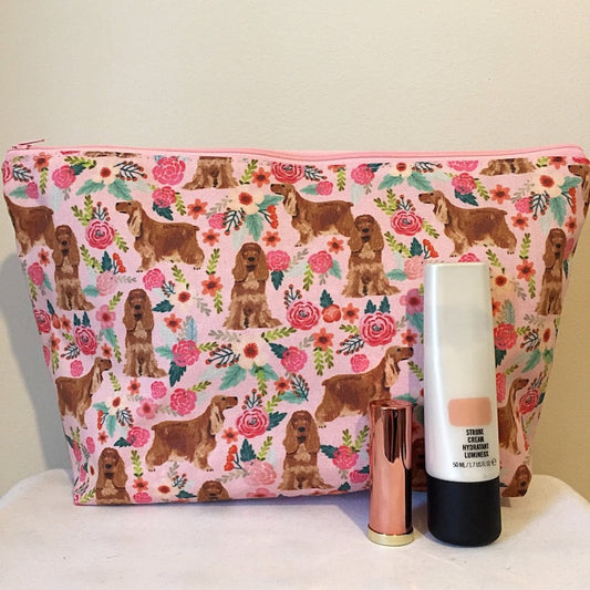 English Cocker Spaniel Dog Print Makeup/Cosmetic Bag