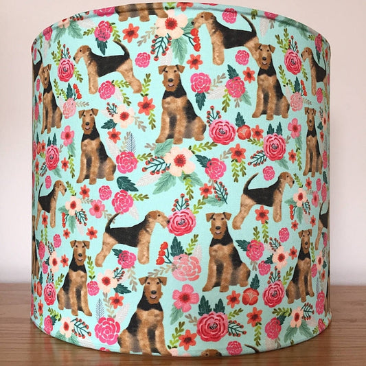 Airedale Terrier Dog Print Fabric Lampshade