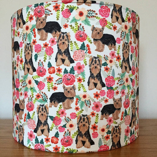 Yorkshire Terrier Dog Print Fabric Lampshade