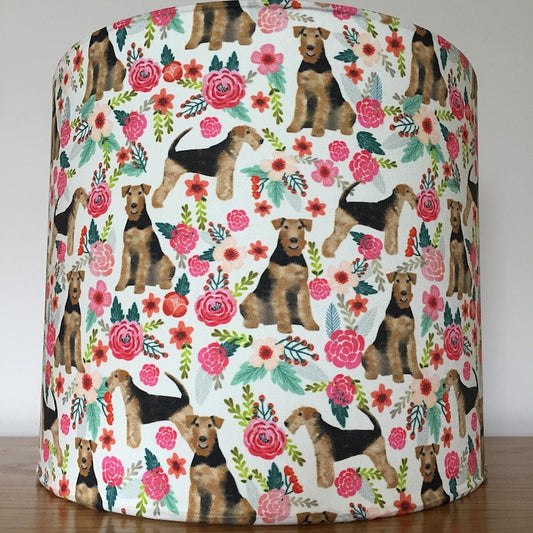 Airedale Terrier Dog Print Fabric Lampshade
