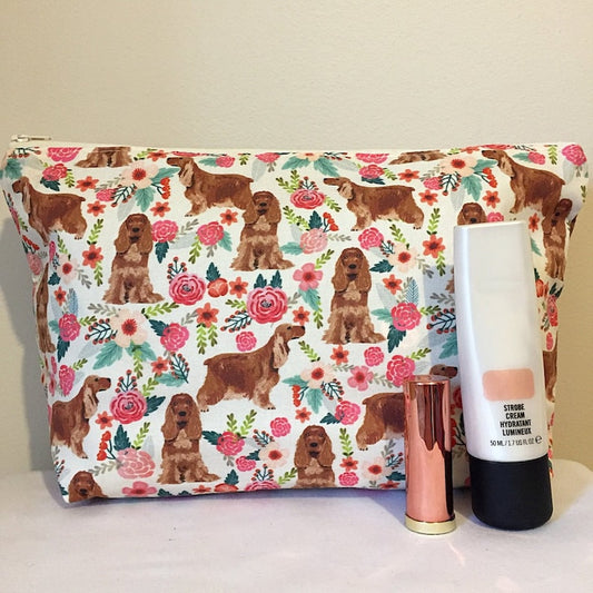 English Cocker Spaniel Dog Print Makeup/Cosmetic Bag