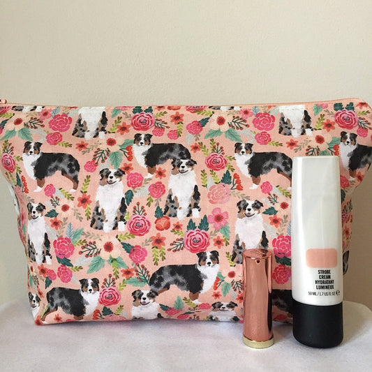 Australian shepherd Dog Print Makeup/Cosmetic Bag