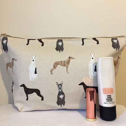 Whippet Dog Print Makeup/Cosmetic Bag