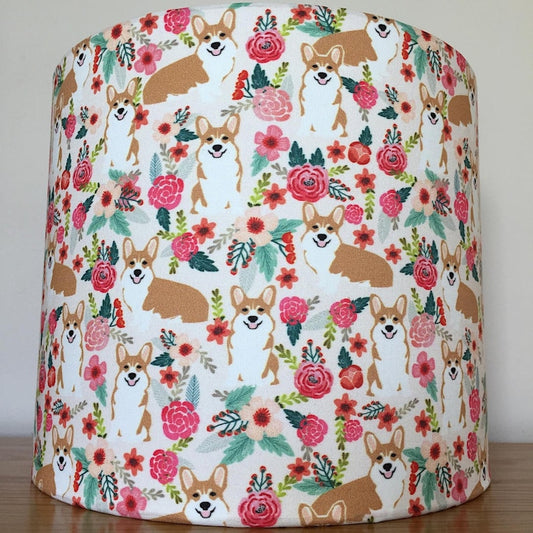 Corgi Dog Print Fabric Lampshade