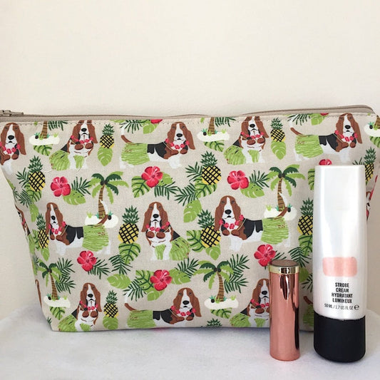 Basset Hound Dog Print Make-up/Cosmetic Bag