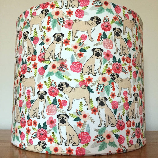 Pug Dog Print Fabric Lampshade