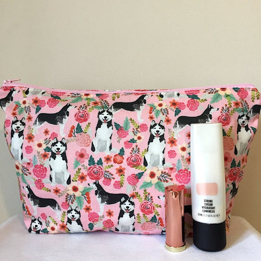 Siberian Husky Dog Print Makeup/Cosmetic Bag