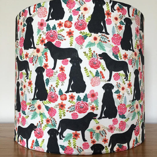 Labrador Black Dog Print Fabric Lampshade