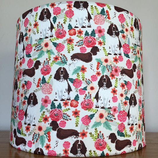 English Springer Spaniel Brown Dog Print Fabric Lampshade