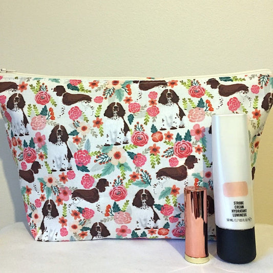 English Springer Spaniel Brown Dog Print Makeup /Cosmetic Bag