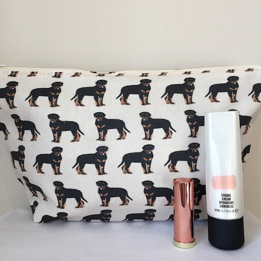 Rottweiler Dog Print Fabric Makeup/Cosmetic Bag