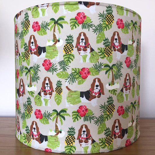 Basset Hound Dog Print Fabric Lampshade