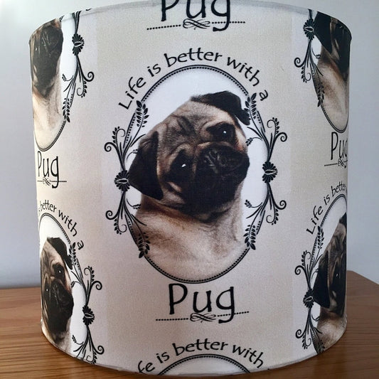 Pug Dog Print Fabric Lampshade