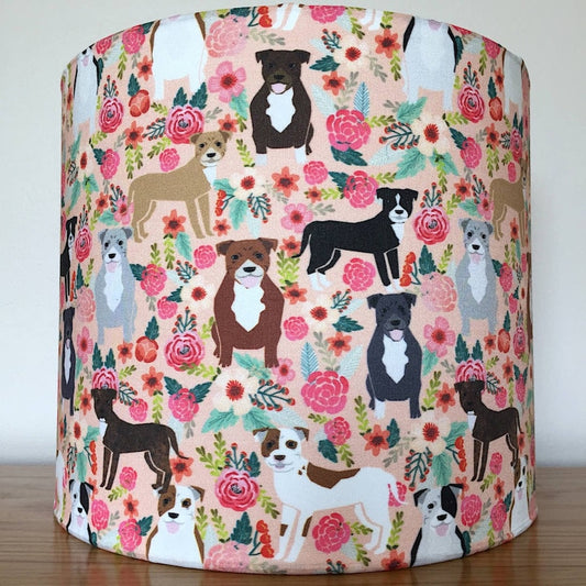 Staffordshire Bull Terrier Dog Print Fabric Lampshade