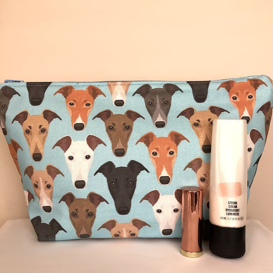 Whippet Dog Print Makeup/Cosmetic Bag